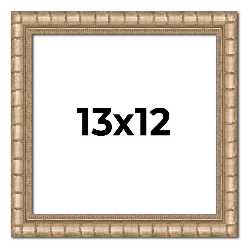 13x12 Frame Silver Bamboo Solid Wood Picture Frame | 1.5 Inch Moulding Width | Interior Frame Depth 0.5 Inches | Beechey Bamboo Frame with UV Acrylic Plexiglass, Foam Board Backing & Hanging Hardware