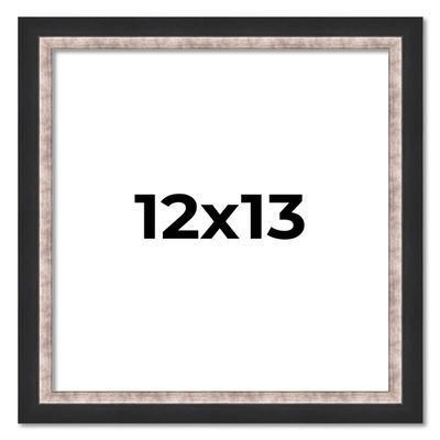 12x13 Frame Silver Real Wood Picture Frame Width 1.25 Inches | Interior Frame Depth 0.75 Inches | Dante Modern Photo Frame Complete with UV Acrylic, Foam Board Backing & Hanging Hardware
