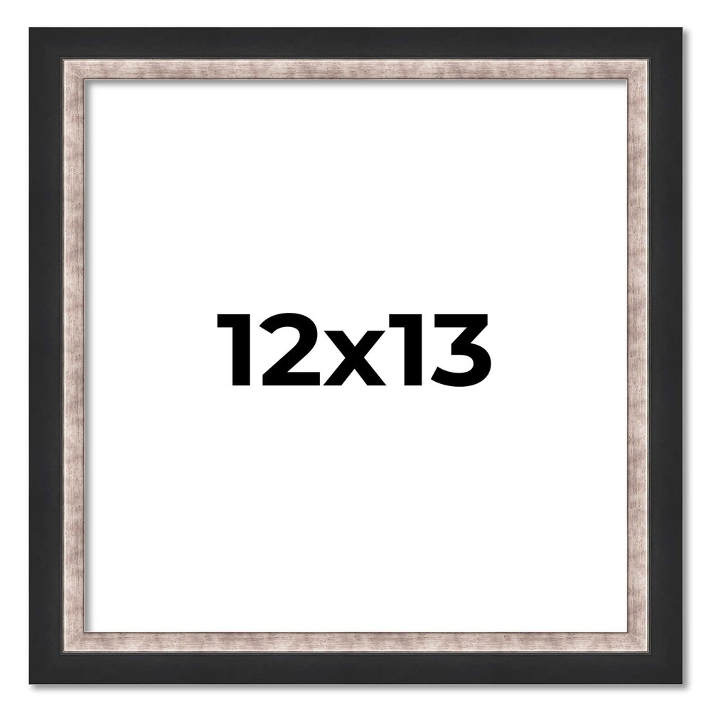 12x13 Frame Silver Real Wood Picture Frame Width 1.25 Inches | Interior Frame Depth 0.75 Inches | Dante Modern Photo Frame Complete with UV Acrylic, Foam Board Backing & Hanging Hardware