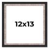12x13 Frame Silver Real Wood Picture Frame Width 1.25 Inches | Interior Frame Depth 0.75 Inches | Dante Modern Photo Frame Complete with UV Acrylic, Foam Board Backing & Hanging Hardware view 1