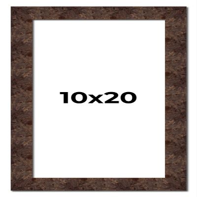 10x20 Frame Brown Burl Real Wood Picture Frame Width 1.625 Inches | Interior Frame Depth 0.5 Inches | Dracon Mid Century Photo Frame Complete with UV Acrylic, Foam Board Backing & Hanging Hardware