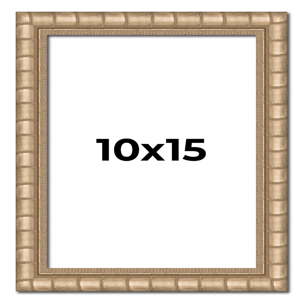 10x15 Frame Silver Bamboo Solid Wood Picture Frame | 1.5 Inch Moulding Width | Interior Frame Depth 0.5 Inches | Beechey Bamboo Frame with UV Acrylic Plexiglass, Foam Board Backing & Hanging Hardware