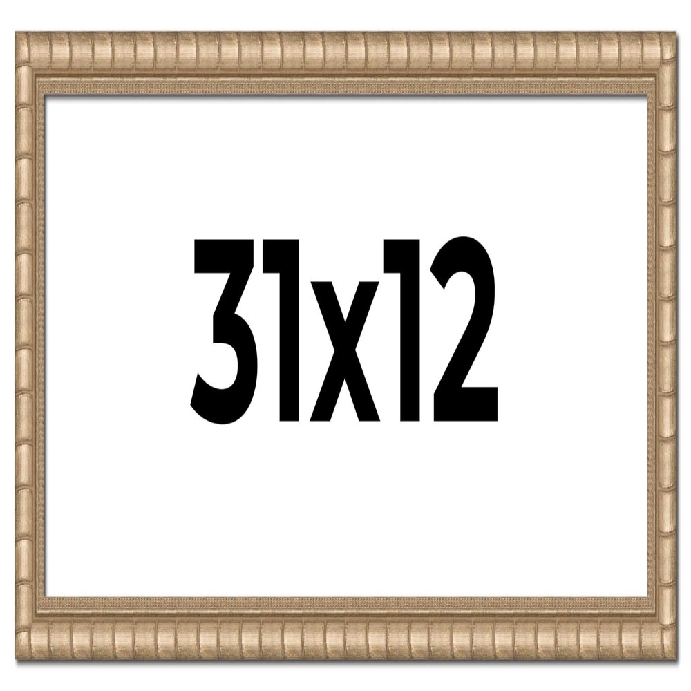 31x12 Frame Silver Bamboo Solid Wood Picture Frame | 1.5 Inch Moulding Width | Interior Frame Depth 0.5 Inches | Beechey Bamboo Frame with UV Acrylic Plexiglass, Foam Board Backing & Hanging Hardware