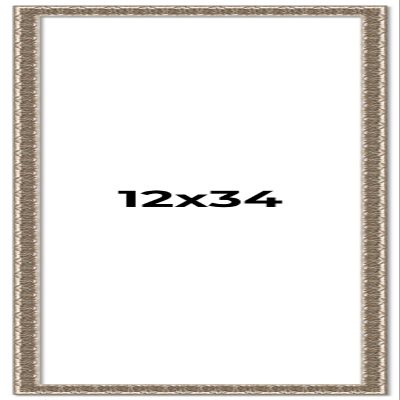 12x34 Frame Silver Versailles Ornate Solid Wood Picture Frame | 1 Inch Moulding Width | Interior Frame Depth 0.5 Inches | Complete with UV Acrylic Plexiglass, Foam Board Backing & Hanging Hardware