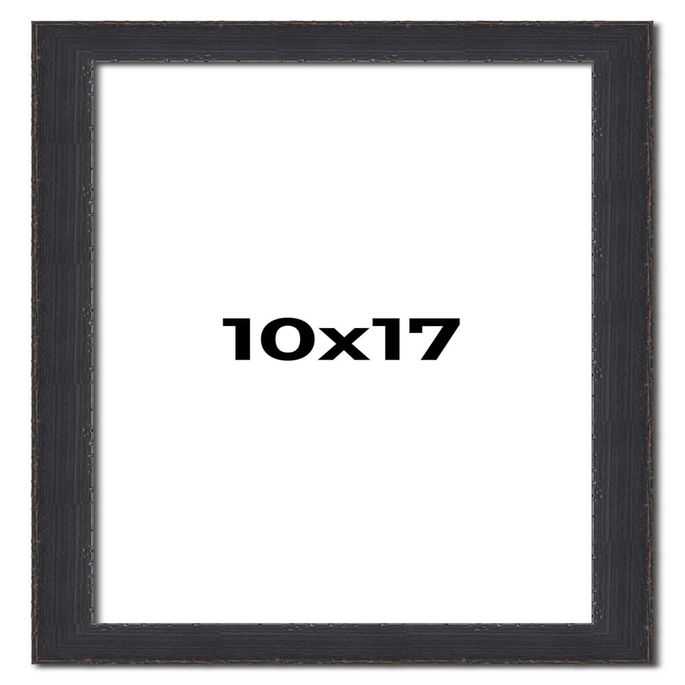 10x17 Frame Black Real Wood Picture Frame Width 1.25 Inches | Interior Frame Depth 0.5 Inches | Megara Boho Photo Frame Complete with UV Acrylic, Foam Board Backing & Hanging Hardware