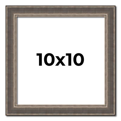 10x10 Frame Silver Real Wood Picture Frame Width 1.25 Inches | Interior Frame Depth 0.5 Inches | Macey Mid Century Photo Frame Complete with UV Acrylic, Foam Board Backing & Hanging Hardware