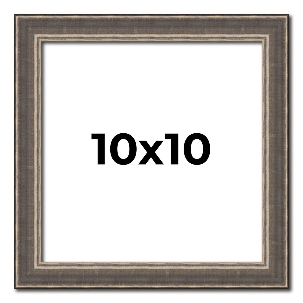 10x10 Frame Silver Real Wood Picture Frame Width 1.25 Inches | Interior Frame Depth 0.5 Inches | Macey Mid Century Photo Frame Complete with UV Acrylic, Foam Board Backing & Hanging Hardware