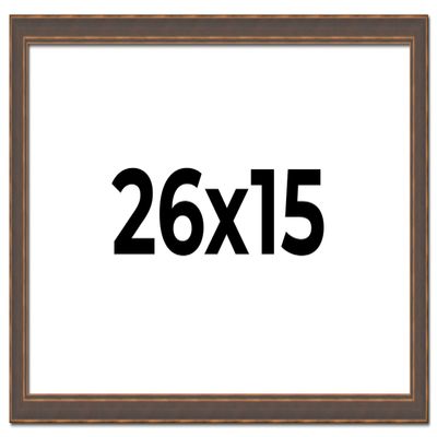 26x15 Frame Golden Caramel Solid Wood Bronze Picture Frame | 1.25 Inch Moulding Width | 0.5 Inch Frame Depth | Complete with UV Acrylic Plexiglass, Foam Board Backing & Hanging Hardware Included