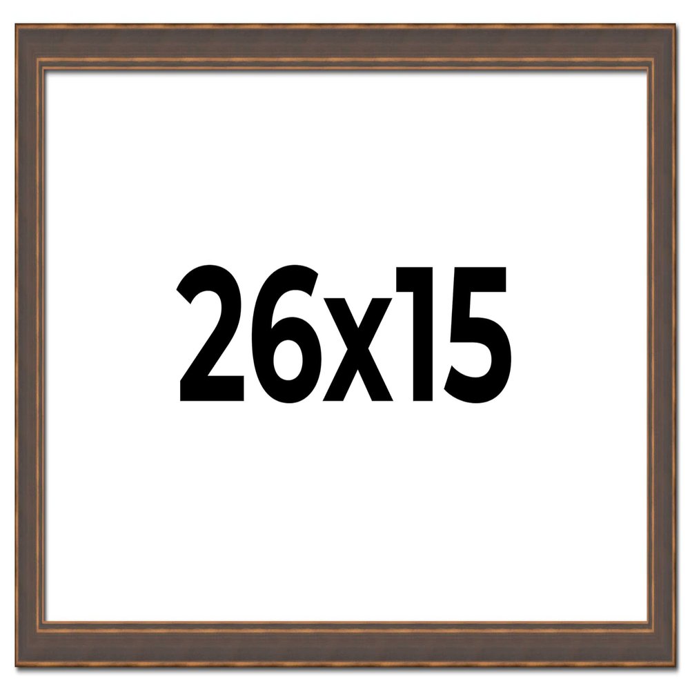 26x15 Frame Golden Caramel Solid Wood Bronze Picture Frame | 1.25 Inch Moulding Width | 0.5 Inch Frame Depth | Complete with UV Acrylic Plexiglass, Foam Board Backing & Hanging Hardware Included
