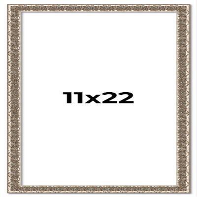11x22 Frame Silver Versailles Ornate Solid Wood Picture Frame | 1 Inch Moulding Width | Interior Frame Depth 0.5 Inches | Complete with UV Acrylic Plexiglass, Foam Board Backing & Hanging Hardware