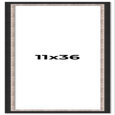 11x36 Frame Silver Real Wood Picture Frame Width 1.25 Inches | Interior Frame Depth 0.75 Inches | Dante Modern Photo Frame Complete with UV Acrylic, Foam Board Backing & Hanging Hardware