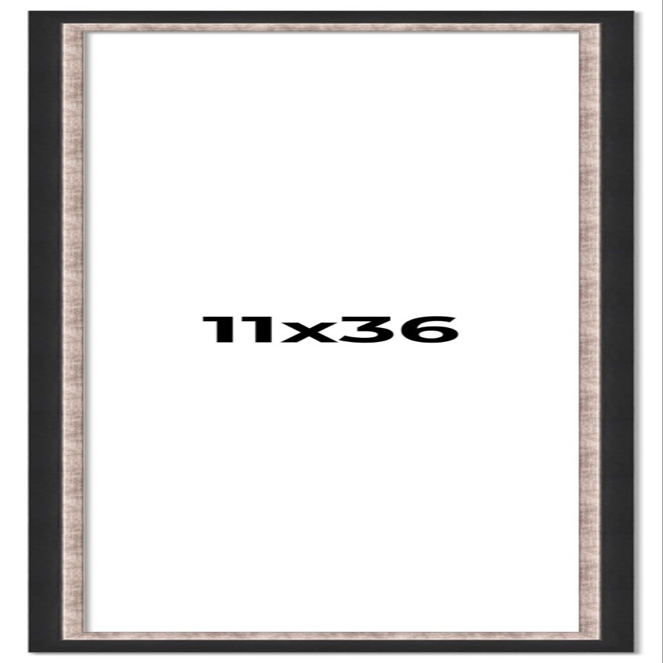 11x36 Frame Silver Real Wood Picture Frame Width 1.25 Inches | Interior Frame Depth 0.75 Inches | Dante Modern Photo Frame Complete with UV Acrylic, Foam Board Backing & Hanging Hardware