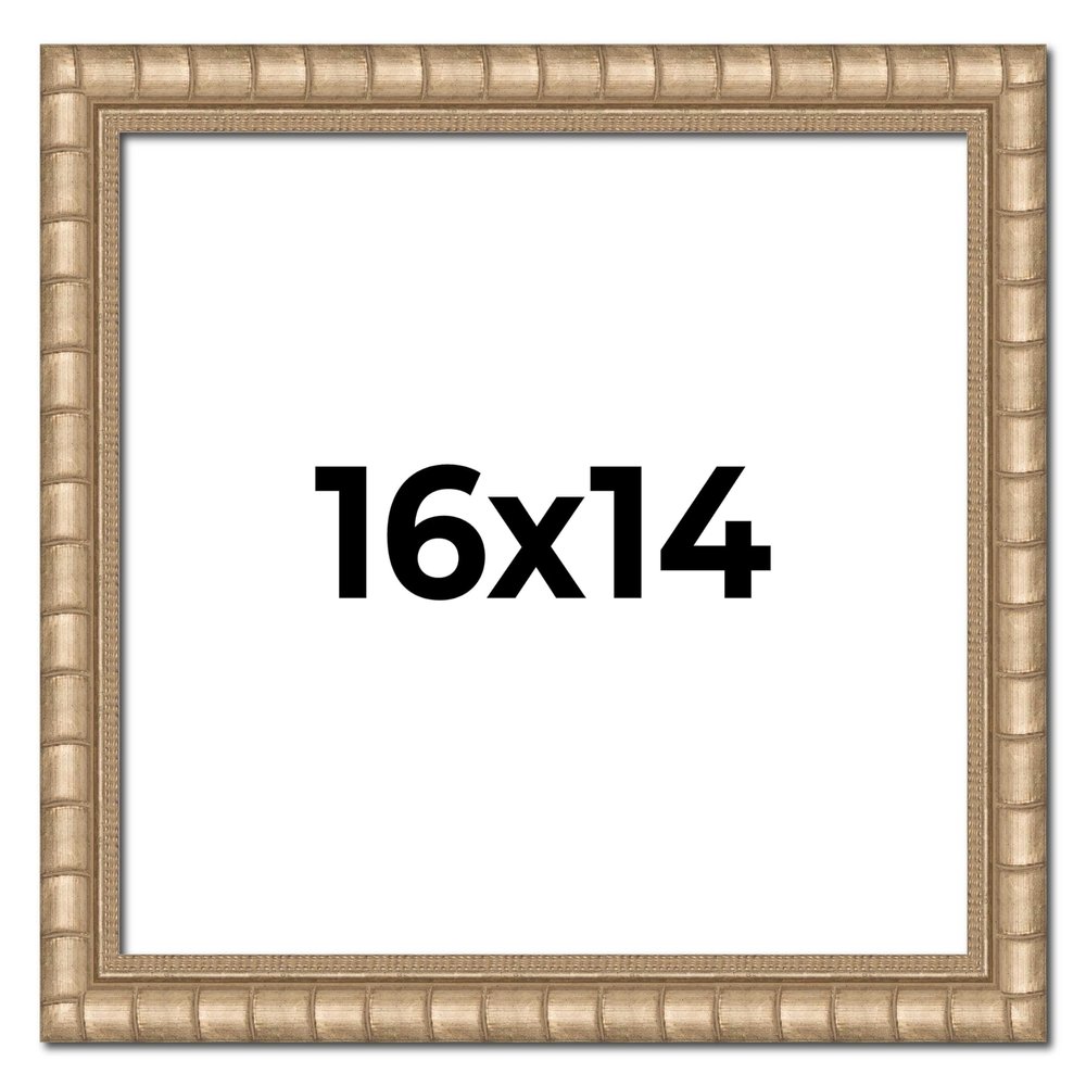 16x14 Frame Silver Bamboo Solid Wood Picture Frame | 1.5 Inch Moulding Width | Interior Frame Depth 0.5 Inches | Beechey Bamboo Frame with UV Acrylic Plexiglass, Foam Board Backing & Hanging Hardware