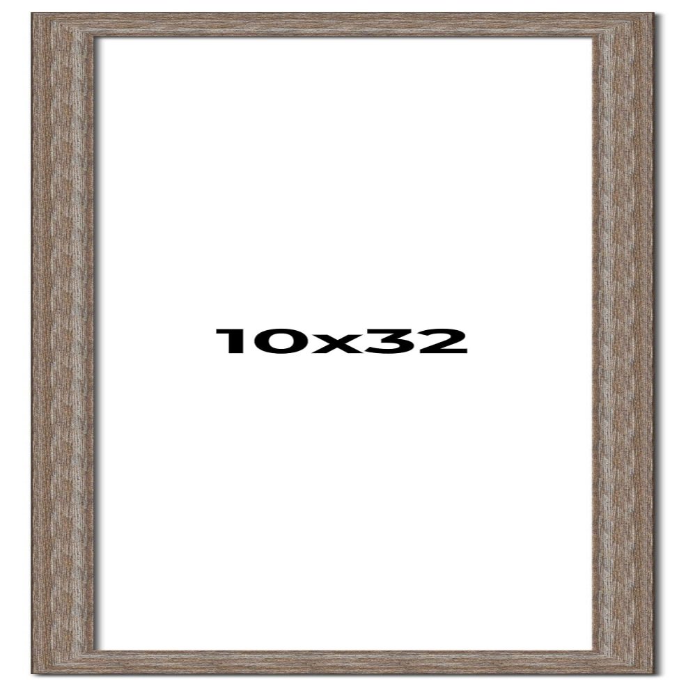 10x32 Knotty Brown Real Wood Picture Frame Width 1.25 Inches | Interior Frame Depth 0.5 Inches | Holden Distressed Photo Frame Complete with UV Acrylic, Foam Board Backing & Hanging Hardware