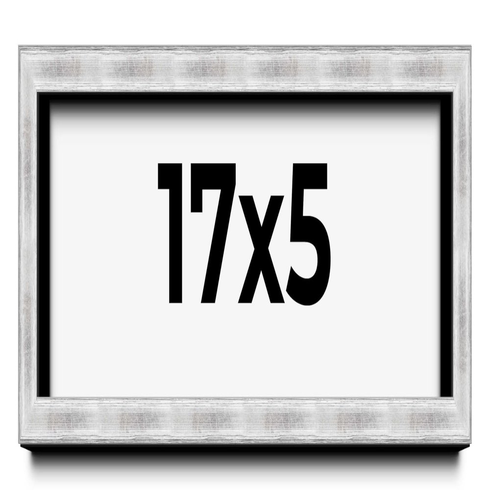 17x5 Frame Brushed Silver Solid Wood Picture Frame | 0.75 Inch Moulding Width | Rabbet Depth 0.75 Inches | Shadow Box with UV Acrylic Plexiglass, Foam Board Backing & Hanging Hardware