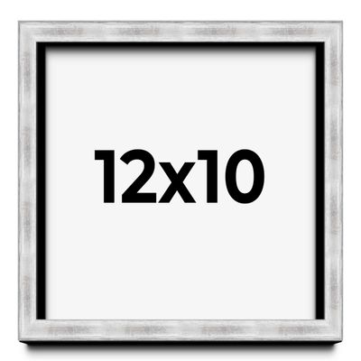 12x10 Frame Brushed Silver Solid Wood Picture Frame | 0.75 Inch Moulding Width | Rabbet Depth 0.75 Inches | Shadow Box with UV Acrylic Plexiglass, Foam Board Backing & Hanging Hardware