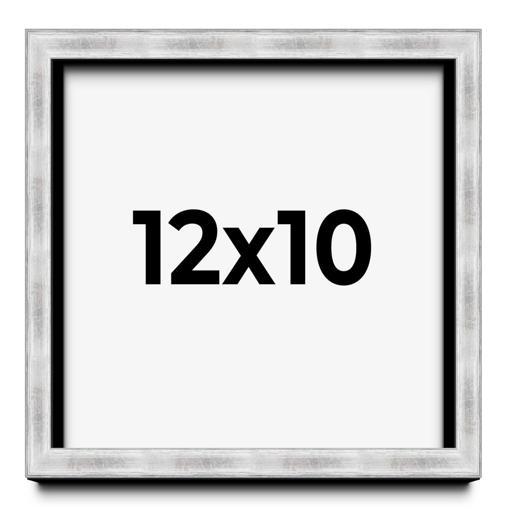 12x10 Frame Brushed Silver Solid Wood Picture Frame | 0.75 Inch Moulding Width | Rabbet Depth 0.75 Inches | Shadow Box with UV Acrylic Plexiglass, Foam Board Backing & Hanging Hardware