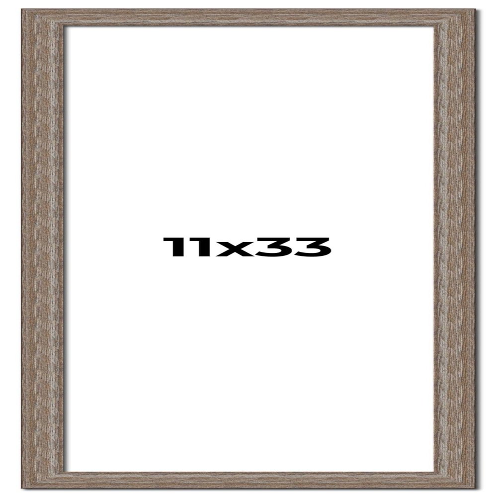 11x33 Knotty Brown Real Wood Picture Frame Width 1.25 Inches | Interior Frame Depth 0.5 Inches | Holden Distressed Photo Frame Complete with UV Acrylic, Foam Board Backing & Hanging Hardware