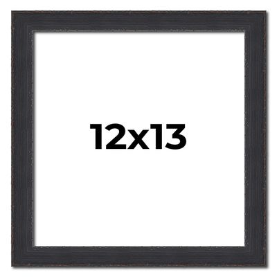 12x13 Frame Black Real Wood Picture Frame Width 1.25 Inches | Interior Frame Depth 0.5 Inches | Megara Modern Photo Frame Complete with UV Acrylic, Foam Board Backing & Hanging Hardware