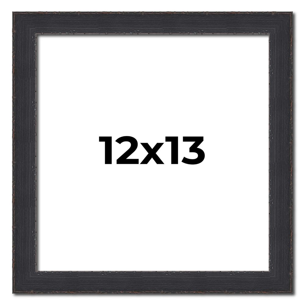 12x13 Frame Black Real Wood Picture Frame Width 1.25 Inches | Interior Frame Depth 0.5 Inches | Megara Modern Photo Frame Complete with UV Acrylic, Foam Board Backing & Hanging Hardware