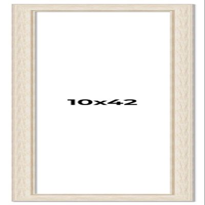 10x42 Frame White Wash Rustic Cream Picture Frame | 1.75 Inch Moulding Width | Complete with UV Acrylic Plexiglass, Foam Board Backing & Hanging Hardware
