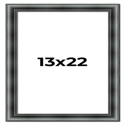 13x22 Frame Black Real Wood Picture Frame Width 1.5 Inches | Interior Frame Depth 0.5 Inches | Castle Black Traditional Photo Frame Complete with UV Acrylic, Foam Board Backing & Hanging Hardware