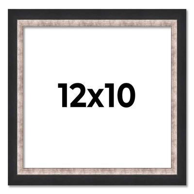 12x10 Frame Silver Real Wood Picture Frame Width 1.25 Inches | Interior Frame Depth 0.75 Inches | Dante Modern Photo Frame Complete with UV Acrylic, Foam Board Backing & Hanging Hardware