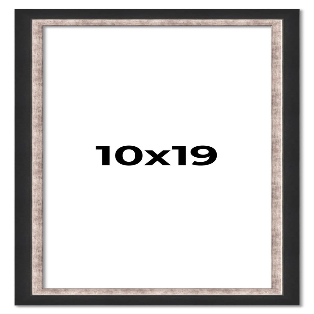 10x19 Frame Silver Real Wood Picture Frame Width 1.25 Inches | Interior Frame Depth 0.75 Inches | Dante Modern Photo Frame Complete with UV Acrylic, Foam Board Backing & Hanging Hardware