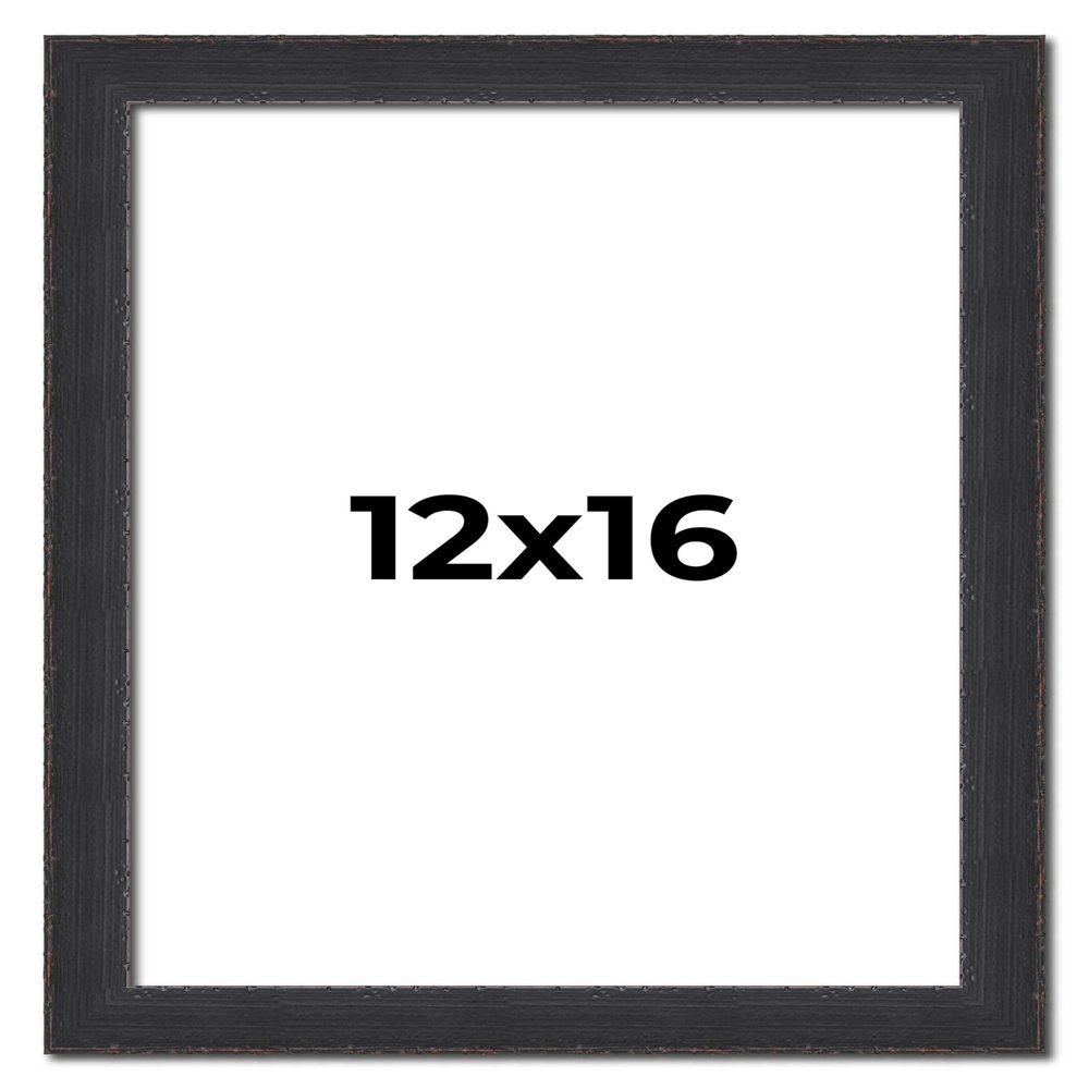 12x16 Frame Black Real Wood Picture Frame Width 1.25 Inches | Interior Frame Depth 0.5 Inches | Megara Scandinavian Photo Frame Complete with UV Acrylic, Foam Board Backing & Hanging Hardware