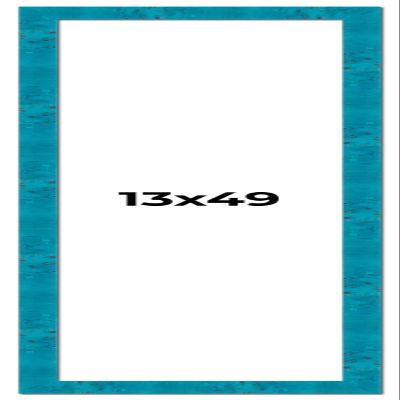 13x49 Frame Blue Teal Burl Wood Picture Frame | 1.75 Inch Moulding Width | Interior Frame Depth 0.5 Inches | Blue Veneer Traditional Photo Frame Complete with UV Acrylic, Foam Board Backing & Hanging