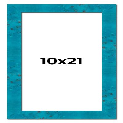 10x21 Frame Blue Teal Burl Wood Picture Frame | 1.75 Inch Moulding Width | Interior Frame Depth 0.5 Inches | Blue Veneer Traditional Photo Frame Complete with UV Acrylic, Foam Board Backing & Hanging