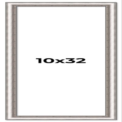 10x32 Frame Silver Real Wood Picture Frame Width 1.25 Inches | Interior Frame Depth 0.5 Inches | Florian Boho Photo Frame Complete with UV Acrylic, Foam Board Backing & Hanging Hardware