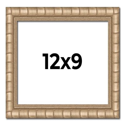 12x9 Frame Silver Bamboo Solid Wood Picture Frame | 1.5 Inch Moulding Width | Interior Frame Depth 0.5 Inches | Beechey Bamboo Frame with UV Acrylic Plexiglass, Foam Board Backing & Hanging Hardware