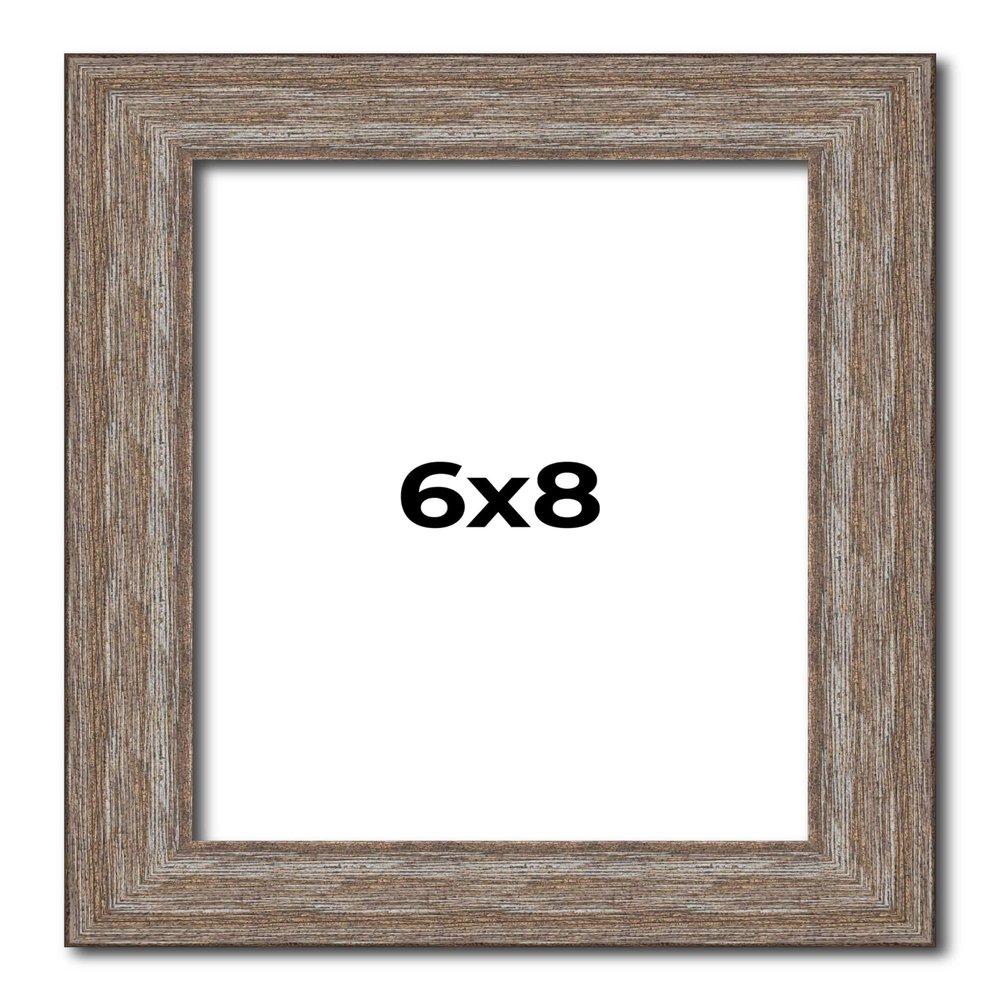 6x8 Knotty Brown Real Wood Picture Frame Width 1.25 Inches | Interior Frame Depth 0.5 Inches | Holden Distressed Photo Frame Complete with UV Acrylic, Foam Board Backing & Hanging Hardware