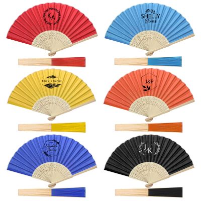 110pcs Customize Silk Fabric Hand Fans Bulk, Custom Wedding Fans Party Gifts for Guests, Personalized Bamboo Decorative Folding Fans Birthday Gift, Vintage Handheld Fans for Women Foldable, White