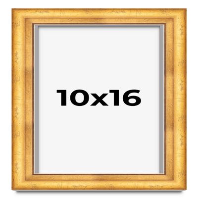 10x16 Shadow Box Frame Gold | 1.75 Inches Deep Real Wood Traditional Shadowbox Display Frame | UV Resistant Acrylic Front, Acid Free Backing, and Hanging Hardware | Cheyenne Picture Frame Style