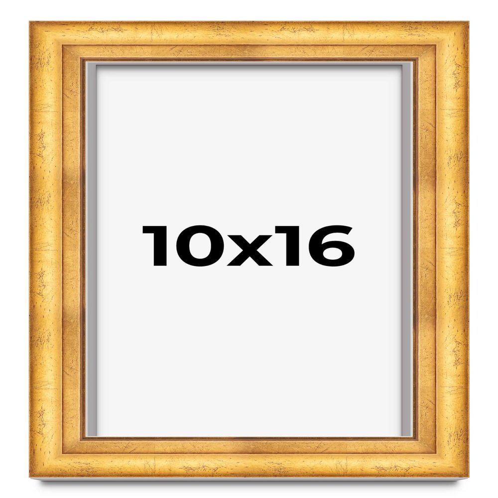 10x16 Shadow Box Frame Gold | 1.75 Inches Deep Real Wood Traditional Shadowbox Display Frame | UV Resistant Acrylic Front, Acid Free Backing, and Hanging Hardware | Cheyenne Picture Frame Style