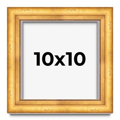 10x10 Shadow Box Frame Gold | 1.75 Inches Deep Real Wood Traditional Shadowbox Display Frame | UV Resistant Acrylic Front, Acid Free Backing, and Hanging Hardware | Cheyenne Picture Frame Style