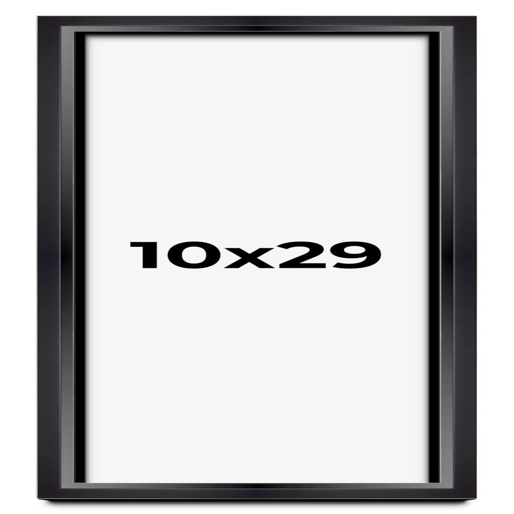 10x29 Shadow Box Black Beveled Display Picture Frame | 1.25 Inches Deep Real Wood Shadowbox Frame | UV Resistant Acrylic Plexiglass, Acid Free Backing and Hanging Hardware Included | Cameron Picture