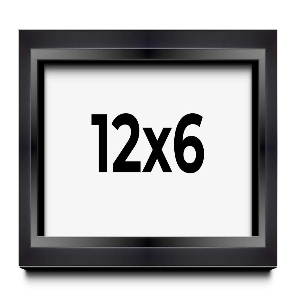 12x6 Shadow Box Black Beveled Display Picture Frame | 1.25 Inches Deep Real Wood Shadowbox Frame | UV Resistant Acrylic Plexiglass, Acid Free Backing and Hanging Hardware Included | Cameron Picture