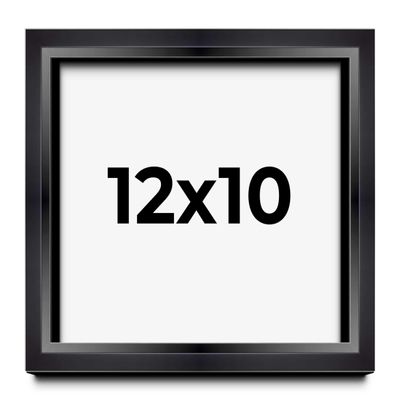 12x10 Shadow Box Black Beveled Display Picture Frame | 1.25 Inches Deep Real Wood Shadowbox Frame | UV Resistant Acrylic Plexiglass, Acid Free Backing and Hanging Hardware Included | Cameron Picture