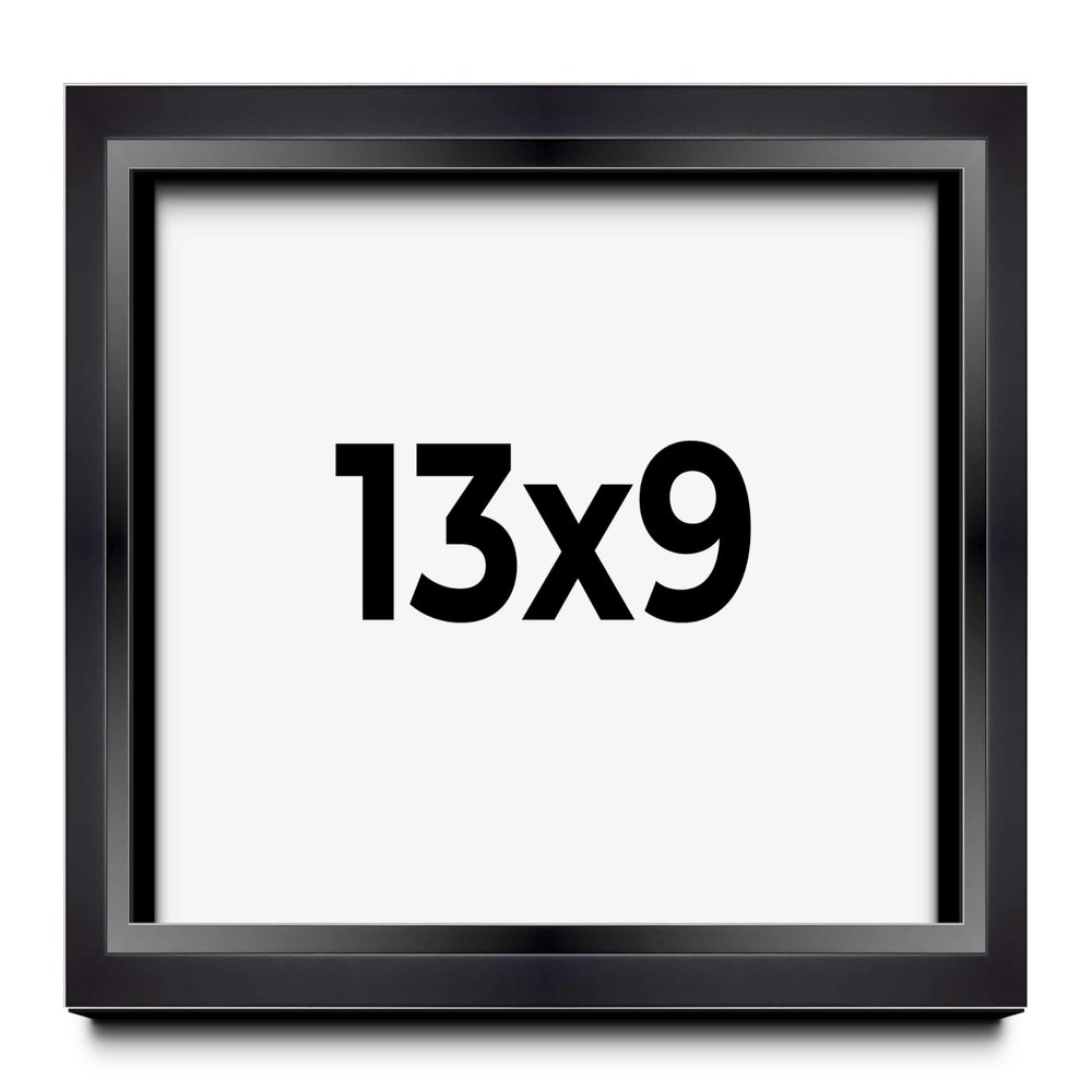 13x9 Shadow Box Black Beveled Display Picture Frame | 1.25 Inches Deep Real Wood Shadowbox Frame | UV Resistant Acrylic Plexiglass, Acid Free Backing and Hanging Hardware Included | Cameron Picture