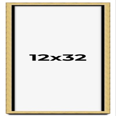 12x32 Shadow Box Frame Gold | 1.375 Inches Deep Real Wood Contemporary Shadowbox Display Frame | UV Resistant Acrylic Front, Acid Free Backing, and Hanging Hardware | Yannis Picture Frame Style