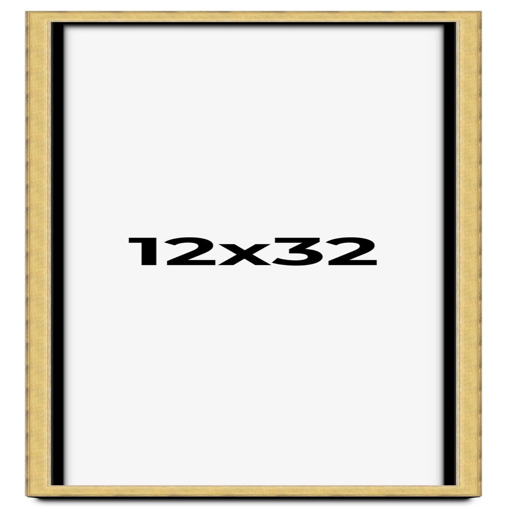 12x32 Shadow Box Frame Gold | 1.375 Inches Deep Real Wood Contemporary Shadowbox Display Frame | UV Resistant Acrylic Front, Acid Free Backing, and Hanging Hardware | Yannis Picture Frame Style