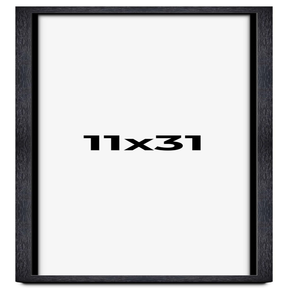 11x31 Shadow Box Frame Black | 1 Inches Deep Real Wood Farmhouse Shadowbox Display Frame | UV Resistant Acrylic Front, Acid Free Backing, and Hanging Hardware | Bowen Picture Frame Style