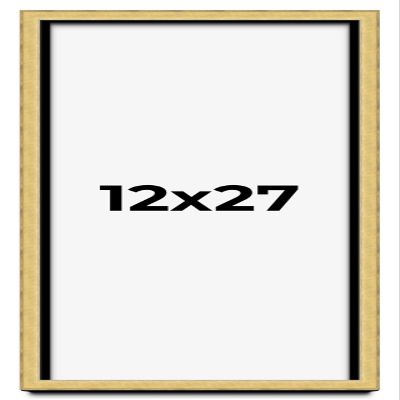 12x27 Shadow Box Frame Gold | 1.375 Inches Deep Real Wood Contemporary Shadowbox Display Frame | UV Resistant Acrylic Front, Acid Free Backing, and Hanging Hardware | Yannis Picture Frame Style