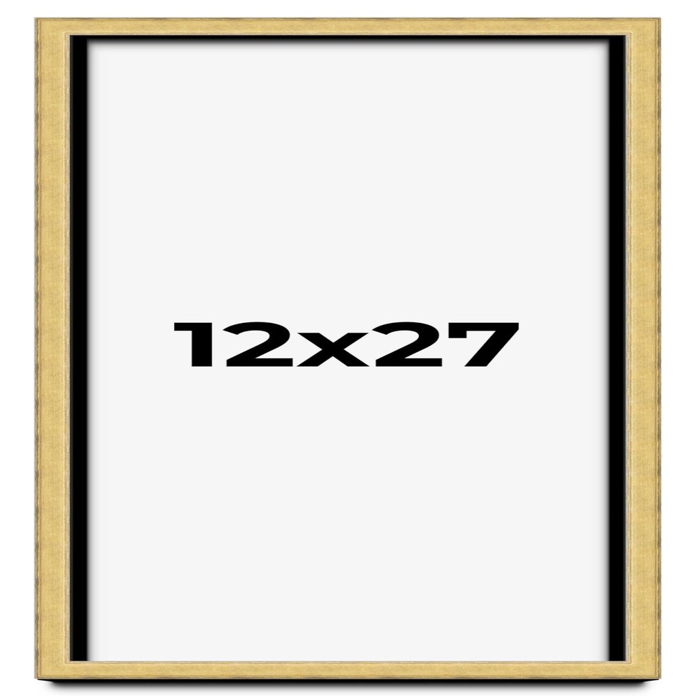 12x27 Shadow Box Frame Gold | 1.375 Inches Deep Real Wood Contemporary Shadowbox Display Frame | UV Resistant Acrylic Front, Acid Free Backing, and Hanging Hardware | Yannis Picture Frame Style