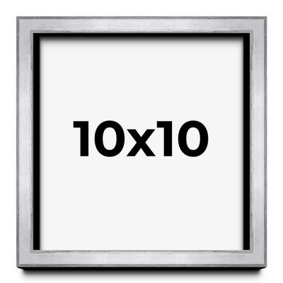 10x10 Shadow Box Frame Silver | 1.375 Inches Deep Real Wood Contemporary Shadowbox Display Frame | UV Resistant Acrylic Front, Acid Free Backing, and Hanging Hardware | Venus Picture Frame Style