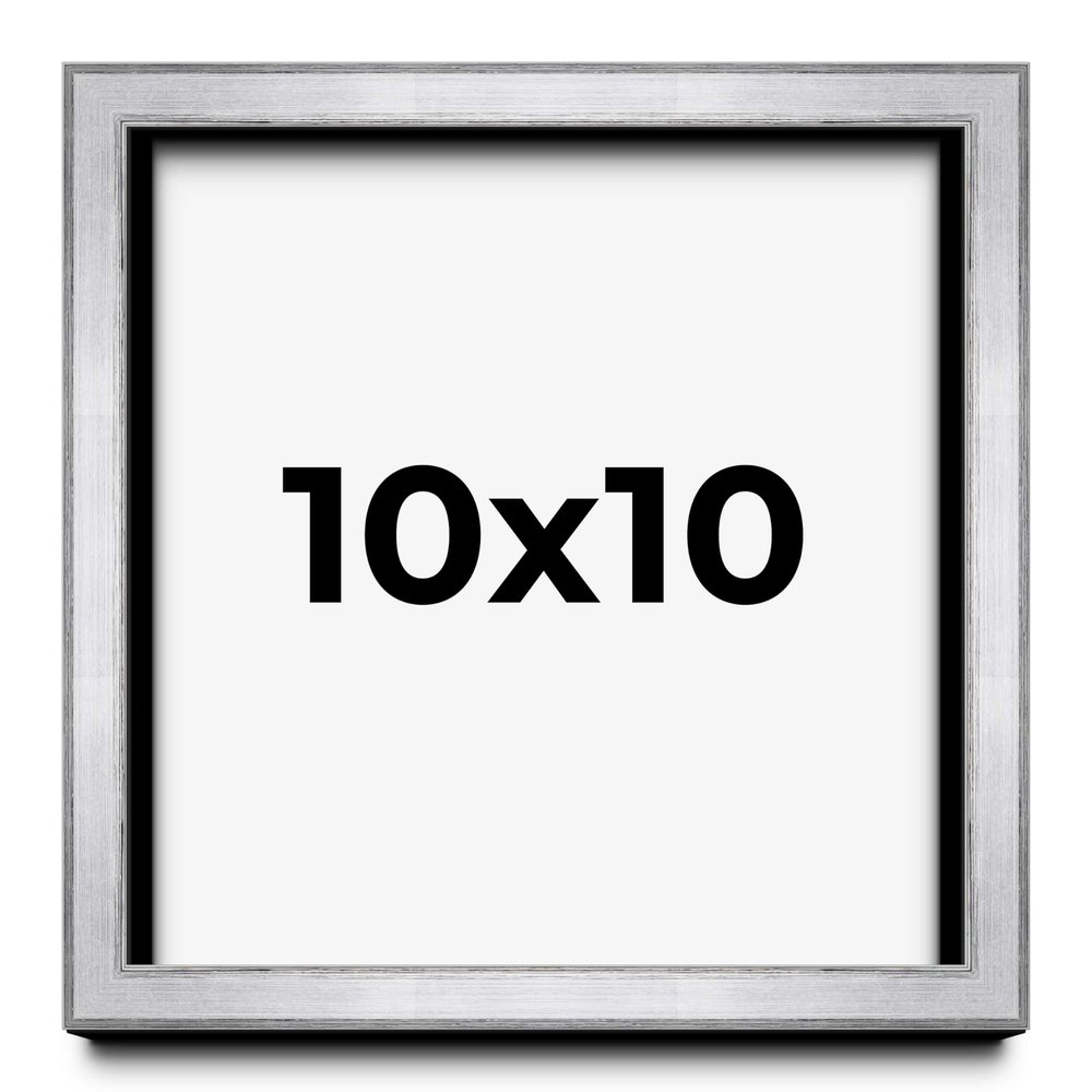 10x10 Shadow Box Frame Silver | 1.375 Inches Deep Real Wood Contemporary Shadowbox Display Frame | UV Resistant Acrylic Front, Acid Free Backing, and Hanging Hardware | Venus Picture Frame Style