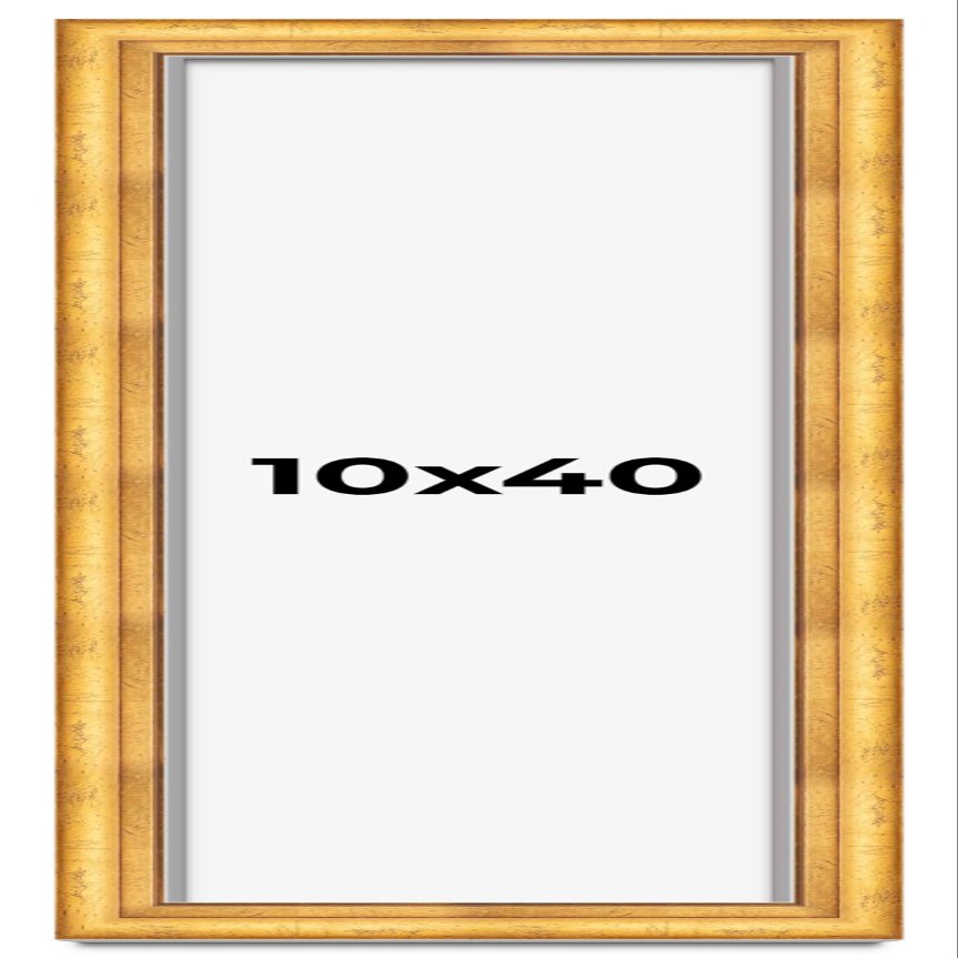 10x40 Shadow Box Frame Gold | 1.75 Inches Deep Real Wood Traditional Shadowbox Display Frame | UV Resistant Acrylic Front, Acid Free Backing, and Hanging Hardware | Cheyenne Picture Frame Style
